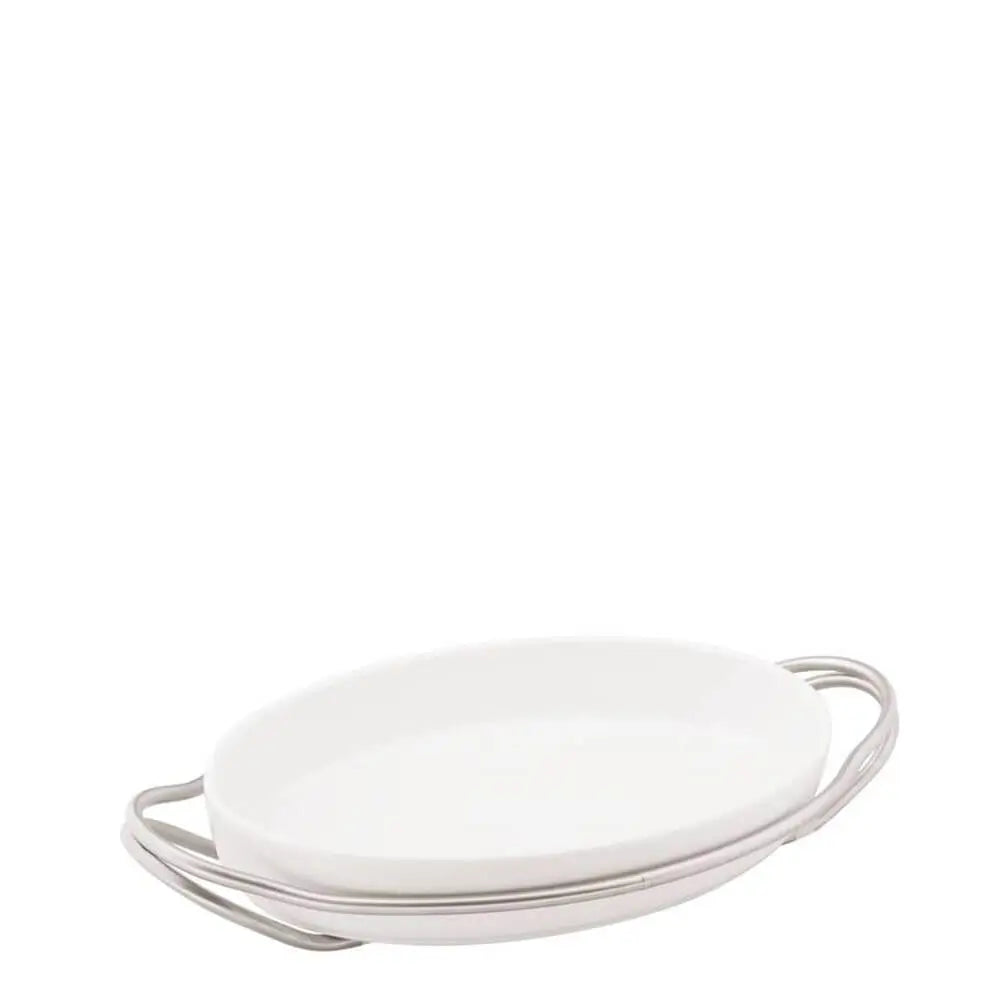 Sambonet New Living holder with oval dish Vintage steel 39 cm - 15.35 in - Buy now on ShopDecor - Discover the best products by SAMBONET design