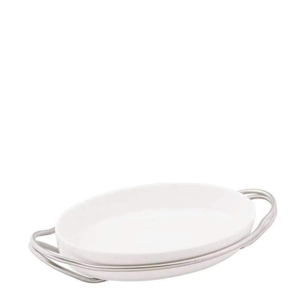 Sambonet New Living holder with oval dish Vintage steel 44 cm - 17.32 in - Buy now on ShopDecor - Discover the best products by SAMBONET design