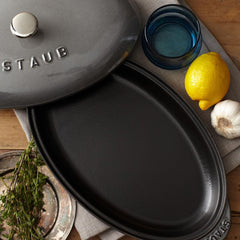 Staub Oval Dish with service lid 31 cm Black - Buy now on ShopDecor - Discover the best products by STAUB design