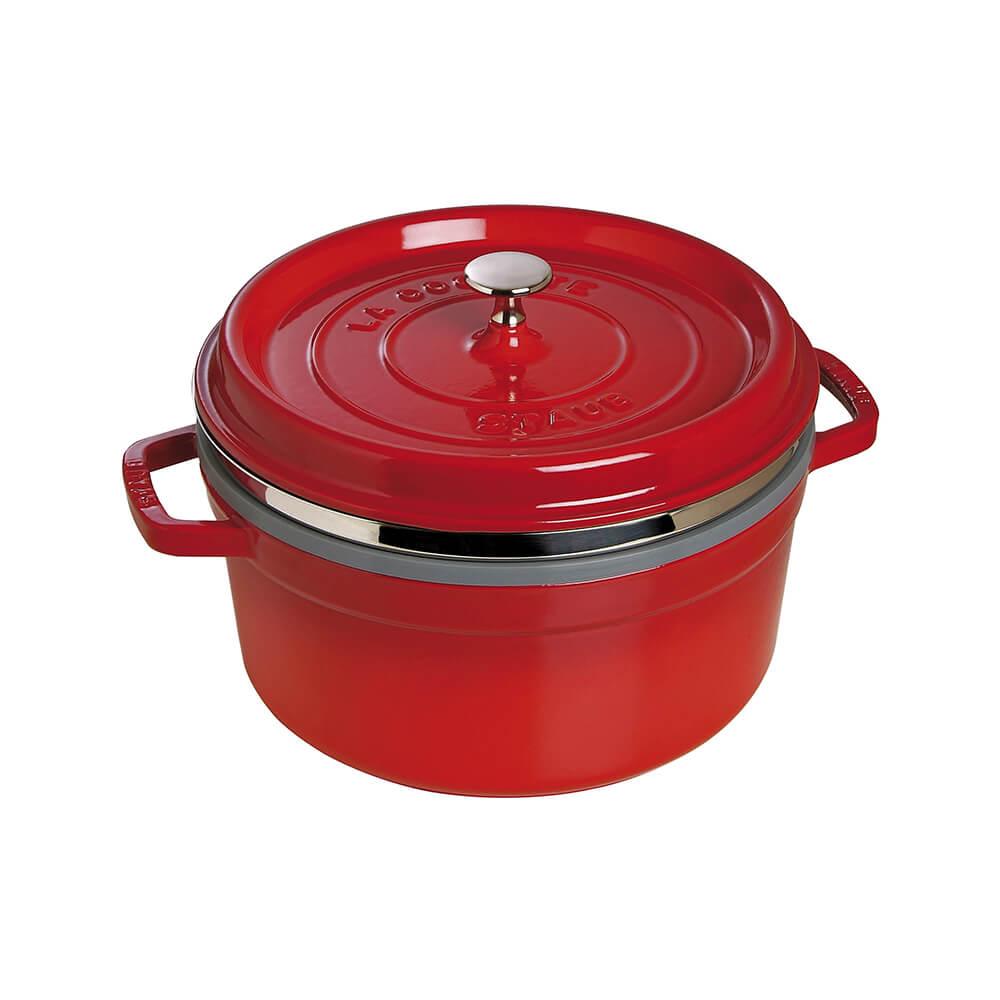 Staub Round Cocotte with Steamer Insert diam.26 cm Staub Cherry red - Buy now on ShopDecor - Discover the best products by STAUB design
