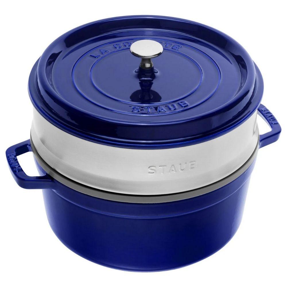 Staub Round Cocotte with Steamer Insert diam.26 cm Blue - Buy now on ShopDecor - Discover the best products by STAUB design