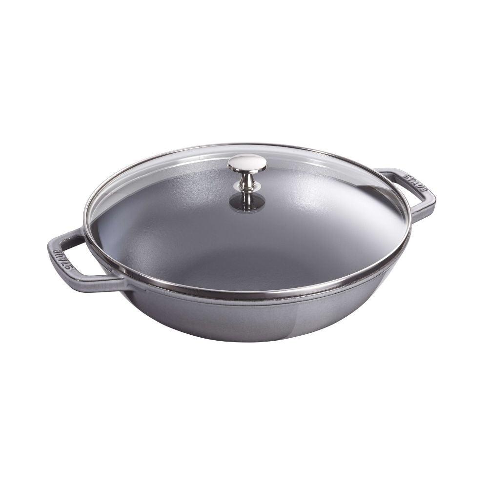 Staub Small Wok with glass lid diam.30 cm Staub Graphite grey - Buy now on ShopDecor - Discover the best products by STAUB design