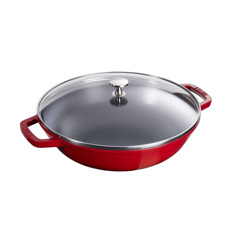Staub Small Wok with glass lid diam.30 cm Staub Cherry red - Buy now on ShopDecor - Discover the best products by STAUB design