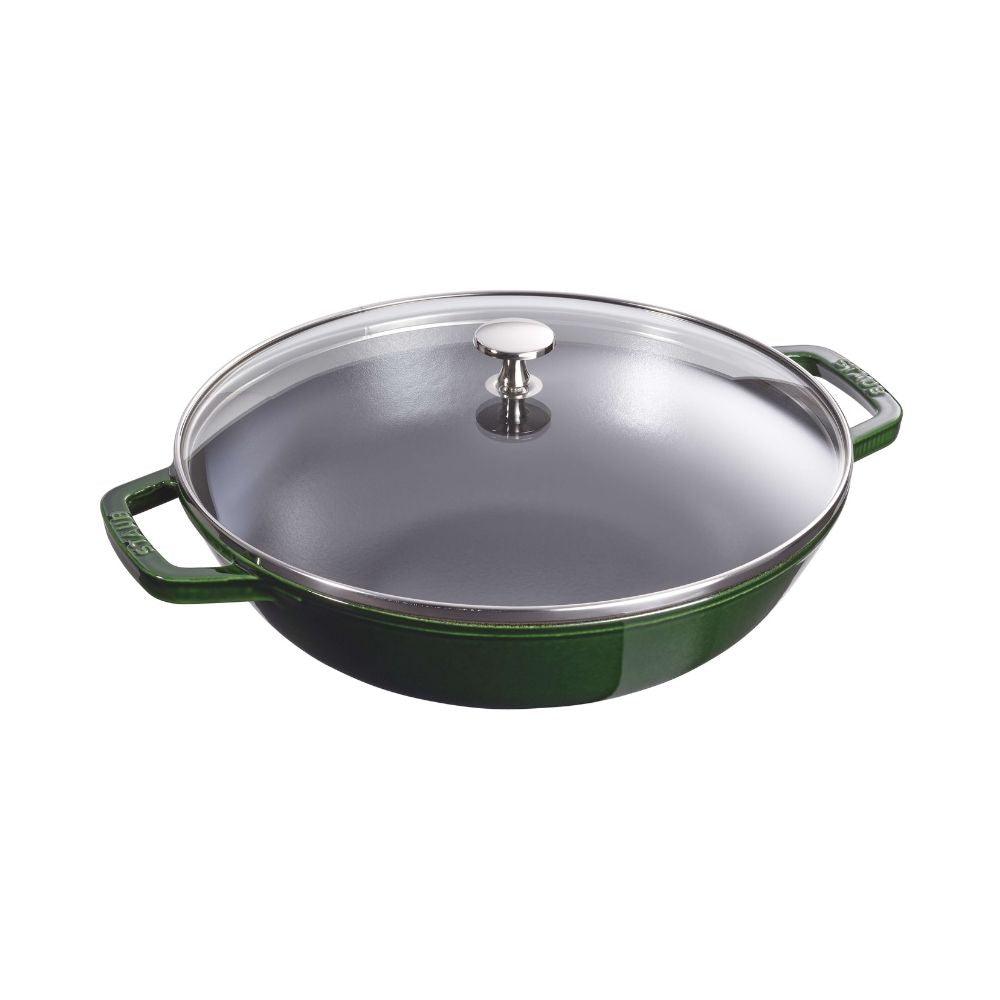 Staub Small Wok with glass lid diam.30 cm Staub Basil green - Buy now on ShopDecor - Discover the best products by STAUB design