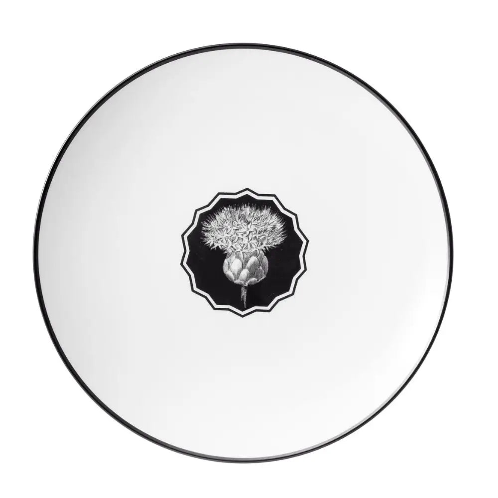 Vista Alegre Herbariae dessert plate diam. 23 cm - 9.06 in White Black - Buy now on ShopDecor - Discover the best products by VISTA ALEGRE design