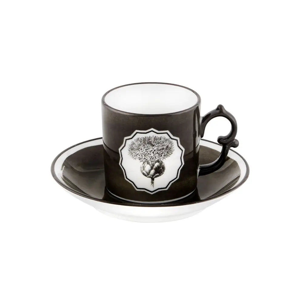 Vista Alegre Herbariae coffee cup and saucer Black White - Buy now on ShopDecor - Discover the best products by VISTA ALEGRE design