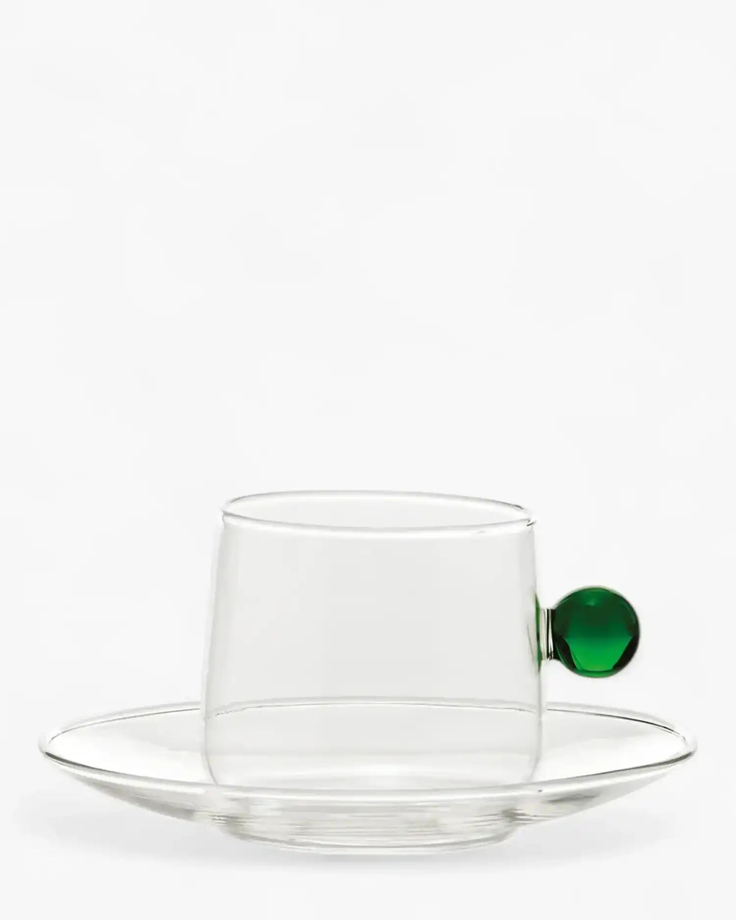 Zafferano Bilia glass Tea cup with small plate 22 cl-7.44 oz Zafferano Green - Buy now on ShopDecor - Discover the best products by ZAFFERANO design