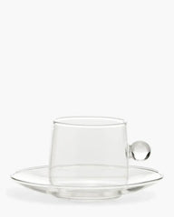 Zafferano Bilia glass Tea cup with small plate 22 cl-7.44 oz Transparent - Buy now on ShopDecor - Discover the best products by ZAFFERANO design