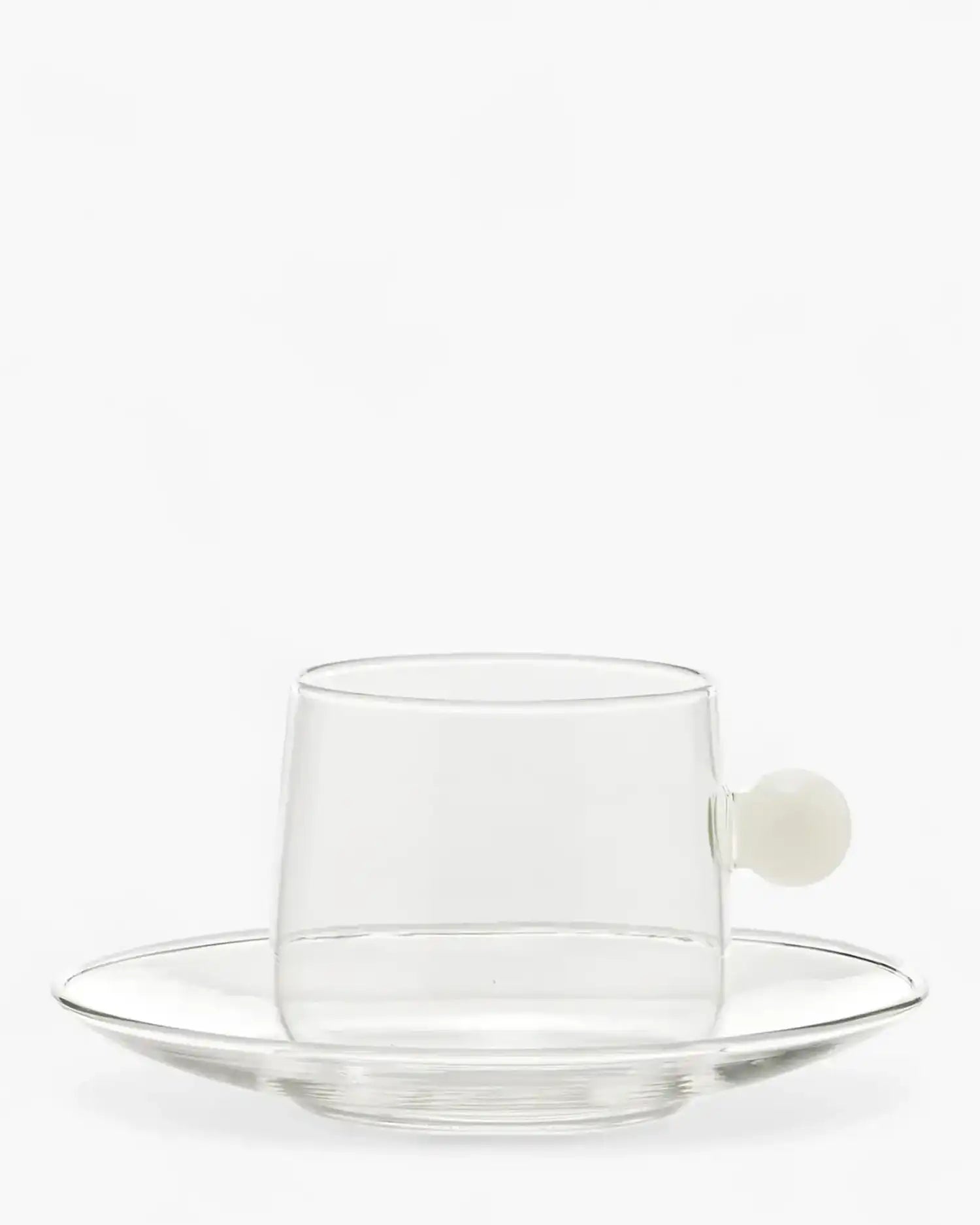 Zafferano Bilia glass Tea cup with small plate 22 cl-7.44 oz Zafferano White - Buy now on ShopDecor - Discover the best products by ZAFFERANO design